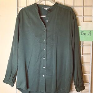 Dusty Olive Green Button-Front Blouse